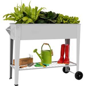 Elevate Herb Garden Planter Box Outdoor Raised Planter Box with Legs On Wheels for Vegetables Flower Tomato Patio Backyard (Gray)