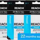 REACH Waxed Dental Floss, 2X More Value, Plaque Remover for Teeth, Shred Resistant, Floss Slides Smoothly, Easy to Use, Waxed, for Adults & Kids, Oral Care, PFAS Free, 3 Pack, 115 yd, Unflavored