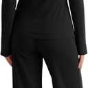 BWQ Sexy 2 Piece Outfits for Women Long Sleeve Wide Leg Pants Casual Lounge Matching Sets (Black, S)