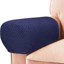 Roytub Breathable Stretch Couch Arm Covers - Scratch-Resistant, Clean & Decorate Sofas & Chairs (Medium, Navy, 2PCS) (M - 17.5"(D)  6.3(W)  8.2(H))