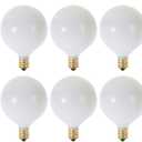 KOR (Pack of 10) G16.5 White Finsh Decorative (E12) Candelabra Base Globe Shape Incandescent 120V G16 1/2 Light Bulbs (25)