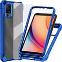 Ailiber for TCL 40T Cell Phone Case, TCL 40 XL T608M Case with Screen Protector, Dual Layer Shockproof Bumper, Clear Transparent Anti Yellowing, Slim [Scratch-Resistant] Cover-Blue