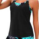Daci Tankini Swimsuits for Women-2025 Bathing Suits 2 Piece Swimwear with Shorts for Tummy Control No Pocket, L