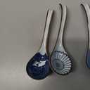 Ceramic Asian Soup Spoon set of 4, Japanese Ramen Spoon with Long Handle Easy to Hold, Suitable for Cereal, Noodle, Chinese Wonton, Pho, Soup Dumpling, Miso, Dishwasher Safe