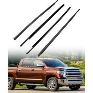 Car Window Molding Trim, Compatible with 2007-2019 Toyota Tundra CrewMax, Weatherstrip Rubber Seal Moulding, Outer Door Weather Strip Belt, OE#68210-0C020, 68160-0C020, 68164-0C020, 68163-0C020 (4PCS)