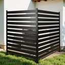 2 Panels No Dig Metal Privacy Fence Screen, 42" H x 38" W Outdoor Air Conditioner Fence, Rustproof AC Cover Trash Can Screen, Pool Equipment Enclosure for Patio Backyard, Black