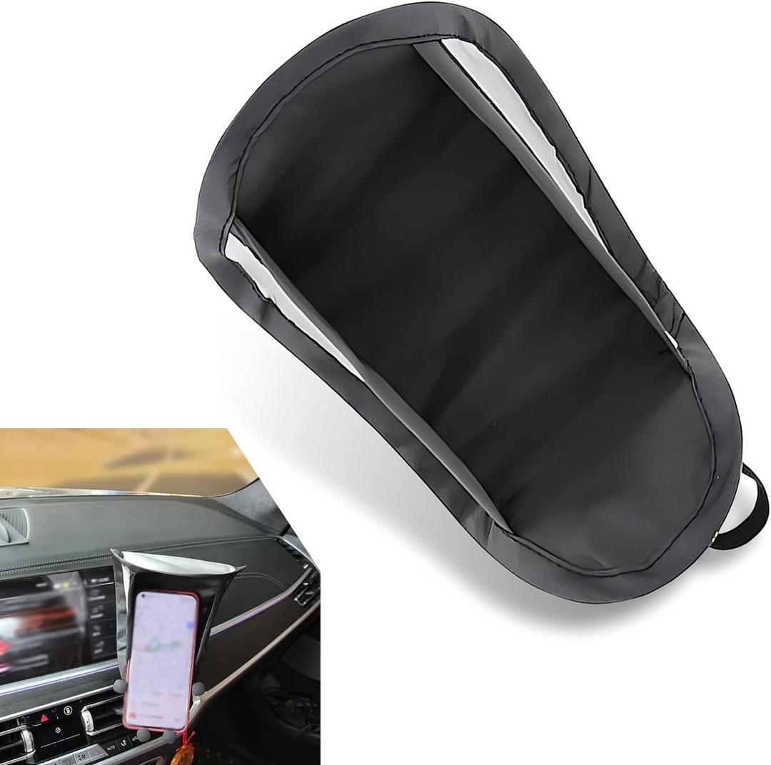 Cell Phone Sun Shade, Heat Insulation Anti-glare Portable Center Console Navigation Sun Protection Cover, Universal for All Smartphones and Most Vehicles (Black)