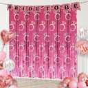 Pack of 2 Bachelorette Party Decorations, 2 Pcs Diamond Ring Pink Backdrops Foil Fringe Curtain Tinsel Streamers for Bachelor Proposal Engagement Wedding Shower Bride Party Supplies