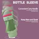 Bottle Bumper Silicone Boot with Handle for Owala 24oz Water Bottle, Sleeve Protector with Strap for Owala Freesip Water Bottle 24 oz, No Scratch Full Protetive Cover, for Running, Bike, Jogging(Green