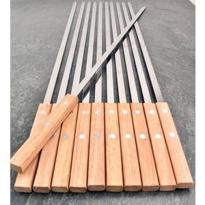 22-Inch Large Metal Barbecue Skewers,HONSHEN Heavy Stainless Steel 3/8 Inch Wide Blade with Hardwood Handle Long Flat BBQ Skewers for Grilling Meat,Chicken,Shrimp,Vegetables-Set of 12 (22 INCH)