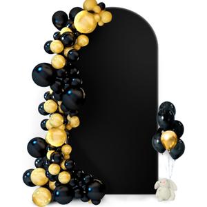 Hemmotop 7.2 ft Arch Backdrop Cover Black, Double-Sided Spandex Arch Covers Stretchy Backdrop for Party, Wedding, Birthday, Baby Shower- Non-See Through, Reusable - Ideal for Balloon Arches