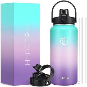 Half Gallon Insulated Water Bottle with 2-in-1 Chug/Straw Lid, 40/64oz Double Walled Vacuum Stainless Steel Water Jug