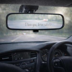 2 x Drive Safe Mirror Sticker, I Love You Rearview Mirror Decal for Car, Car Mirror Sticker, Waterproof Vinyl Decal (Silver)