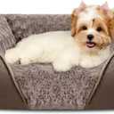 INVENHO Small Dog Bed Rectangle Washable Orthopedic Soft Calming Sleeping Durable Pet Cuddler with Anti-Slip Bottom (S(20"x 19"x 6"), Dark Brown)