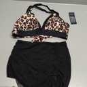 Blooming Jelly Womens High Wasited Bikini Sets Tummy Control Swimsuits Curvy Mesh Swim Skirt (Small, Leopard)