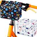 2 Pcs Bike Basket Kids Girls Boys Bicycle Bag Bicycle Front Basket Handlebar Bag Scooter Bike Accessories for Kids for Balance Scooter Stroller Wheelchair (White and Blue)