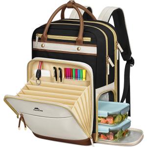 MATEIN Work Backpack with Lunch Compartment Detachable, 15.6 Inch Laptop Backpack with Organized Pocket, College Computer Backpacks Meal Prep Bag Gift for Teachers Nurse Adult Commute Office