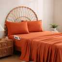 JSD Burnt Orange Full Sheet Set with Side Pocket Corner Straps, 4 Piece Soft Microfiber Bed Sheets Extra Deep Pocket : Home & Kitchen