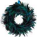 Dark Green Feather Wreath, Natural Style Wall Art for Rustic Home Ambiance, Home Decor