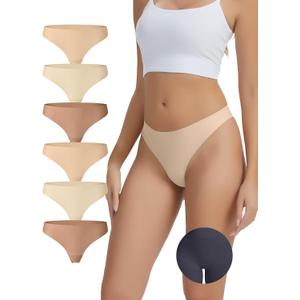 Seamless Camel Toe Underwear for Women Cameltoe Thongs with Concealer Comfy Invisible Workout Panties (X-Small, 2 Nude + 2 Light Nude + 2 Dark Nude)