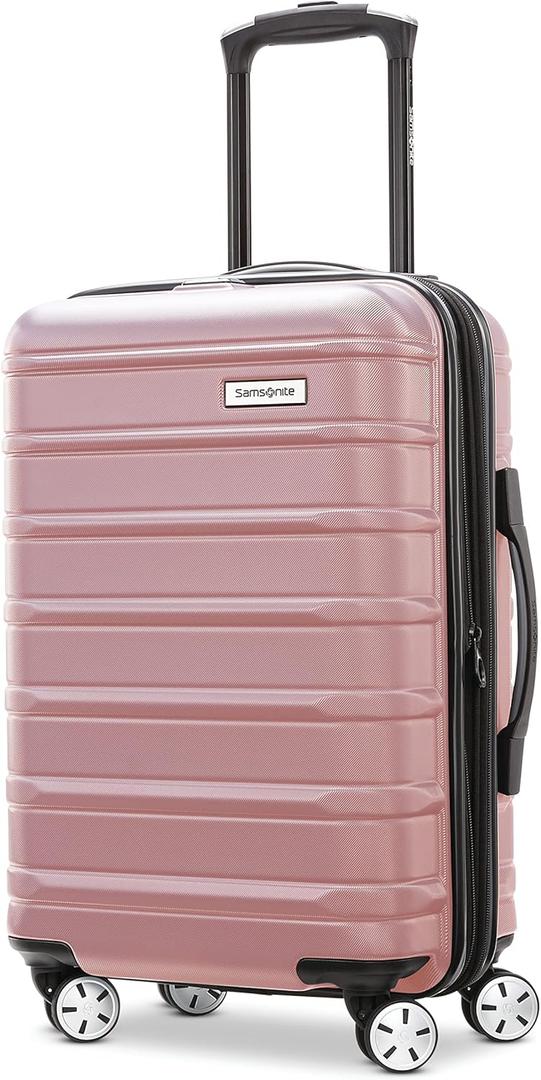 Samsonite Omni 2 International Carry-On Luggage with 360 Spinner Wheels - Scratch Resistant Hardshell - TSA, Airline-Approved - Expandable Polycarbonate Shell for Lightweight Travel - Rose Gold