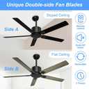 Obabala 52 in Black Ceiling Fan No Light, Outdoor Ceiling Fans with Remote Control without Light, 5 Blades, 6 Speed Reversible DC Motor Modern for Patios, Garage, Bedroom, Porch