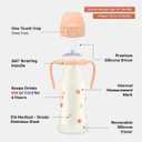 GROSMIMI Insulated 316 Stainless Steel Spill Proof Straw Cup, Water bottle with Flip Top for Toddlers, BPA Free (Air Balloon, 10oz)