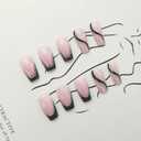 French Tip Press on Nails Short Coffin Fake Nails Black & White Swirl Glue on Nails Light Pink Translucent Acrylic Nails Silver Glitter Simple False Nails for Women 24 Pcs