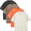 KEEPSHOWING Mens Oversized T Shirts Acid Wash Loose Fit Vintage Washed Tee Shirt Short Sleeve Streetwear Casual T-Shirts 4 Pack XL