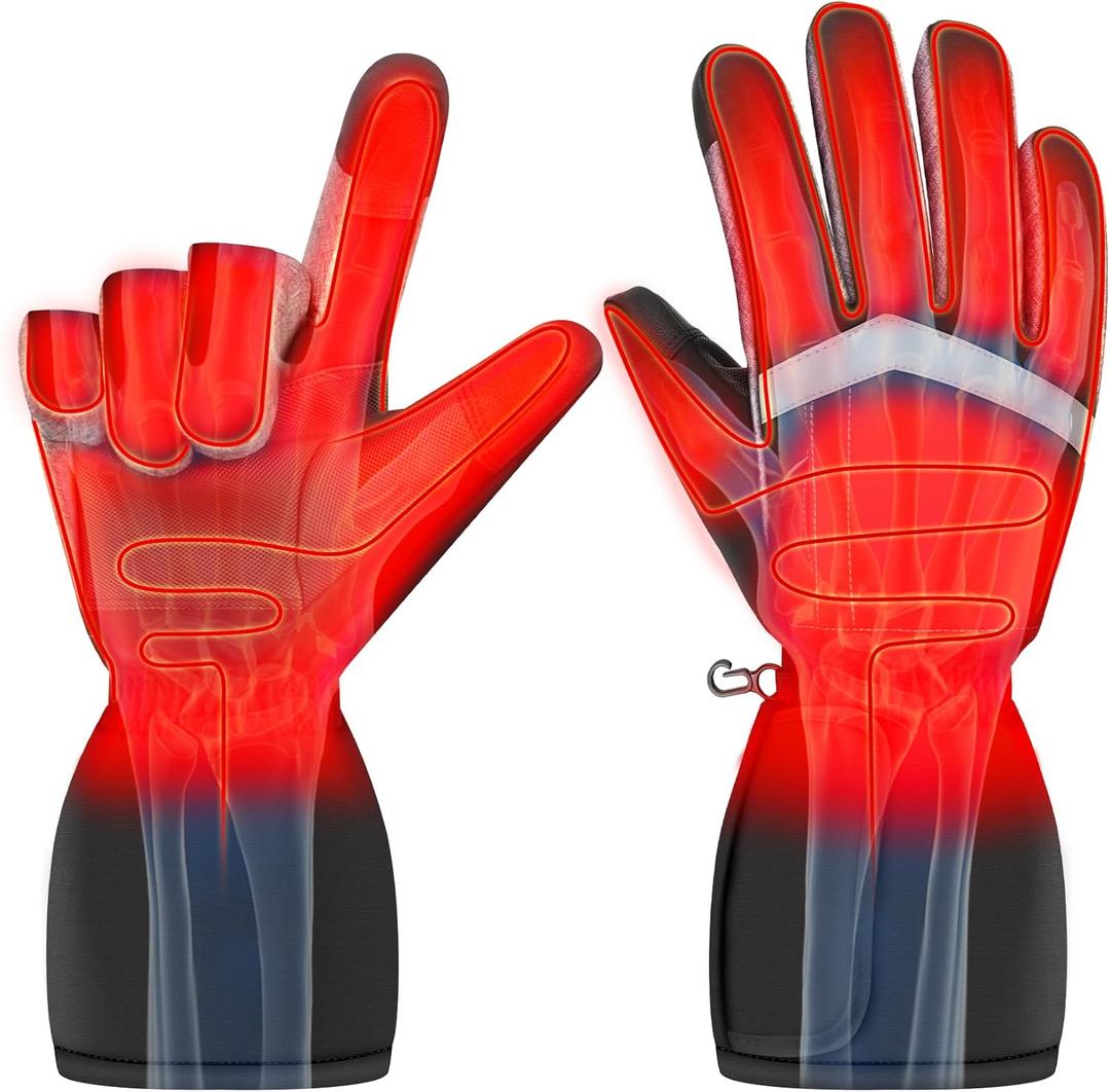 Electric Heated Gloves for Men and Women, New Upgarded Battery Box with Waterproof Touchscreen Gloves for Hiking Skiing Snowboarding Cycling Camping Motorcycle Driving Outdoor Winter Sport (Medium)