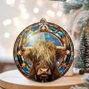 2 x OASSIE Highland Cow Ornament for Christmas Tree - Suncatcher Christmas Ornaments 2025 - Farmhouse Brown Highland Cow Gifts for Women Men Mom Dad Family, Stocking Stuffers for Farm Xmas Decorations
