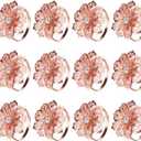 KPOSIYA Flower Napkin Rings Holder Metal Rose Gold Napkin Rings Set of 12 for Wedding Party Holiday Banquet Christmas Dinner Delicate Serviette Buckles Decor Favor (12, Rose Gold)