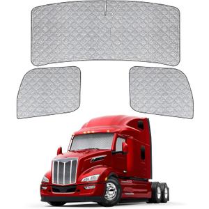 6 Layers Semi Truck Window Shades Custom Fit Peterbilt 579 2022-2025, 3 Set Front Windshield and Side Windows Foldable Sun Protector Privacy Cover