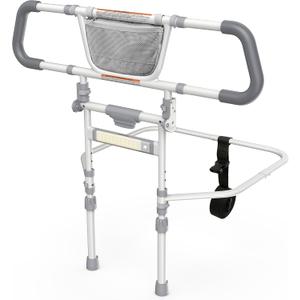 Foldable Bed Rails for Elderly Adults Safety - Bed Side Assist Rail for Seniors with Extendable Guard Rails & Storage Bag, Adjustable Height Bedrails for Queen King Full Size Bed