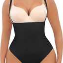 FeelinGirl Thong Shapewear Tummy Control Thongs for Women Seamless Faja Body Shaper Panties Shape Wear Underwear (XS-S, Black)