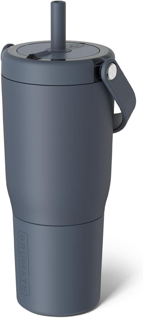 BrMate Resa 25oz 100% Leakproof Tumbler w/Handle & Straw | Flexible SoftSip Straw | Silicone Sleeve for Durability | Stainless Steel | Cup Holder & Travel Friendly Water Bottle (Nightfall Blue)
