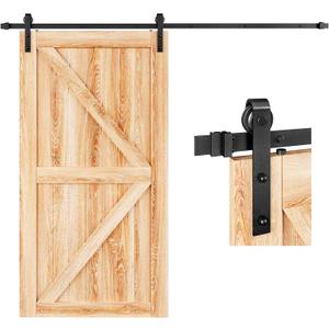 EaseLife 8 FT Sliding Barn Door Hardware Track Kit,Basic J Pulley,Slide Smoothly Quietly,Easy Install (8FT Track Kit for 40"~48" Wide Single Door)