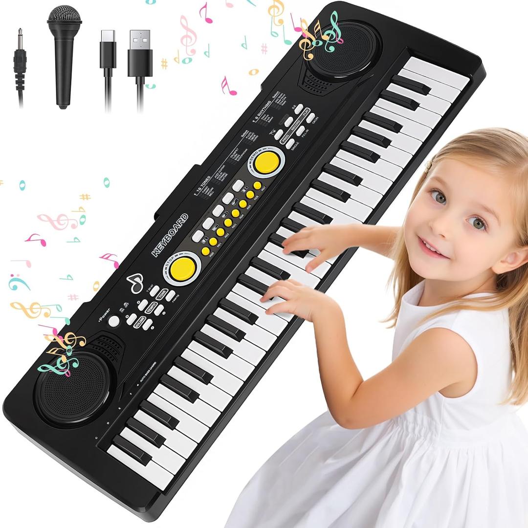 49 Key Piano Keyboard for Kids Music Toys Ages 3-5 Electronic Keyboards Pianos with Microphone for 3 4 5 6 Year Old Boys Girls Birthday Gifts