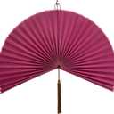 ChumDecor Fan Wall Decor,Large Bamboo Fan Wall Art for Boho Hanging Headboard,Decorative Folding Fan for Over Bed Decorations, (Pink, 31inch) (Rasberry)
