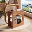 LITTLE TREE 23.6-Inch, 3-Tier Modern Narrow Side Table with Storage for Small Spaces, Living Room, Bedroom. Brown