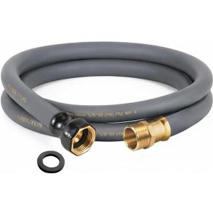 Garden Hose 5/8" x 10ft Brass Rubber Heavy Duty Water Hose 600 PSI Burst Pressure, Durable Flexible Hose for Yard, Car Wash, Pets Gray