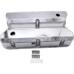 1 SET SHLPDFM Valve Covers Satin finish Fabricated Aluminum Tall Valve Covers Short Bolts 1/4 Billet Rail Compatible with Small Block Ford SBF 289 302 351W V8 engines