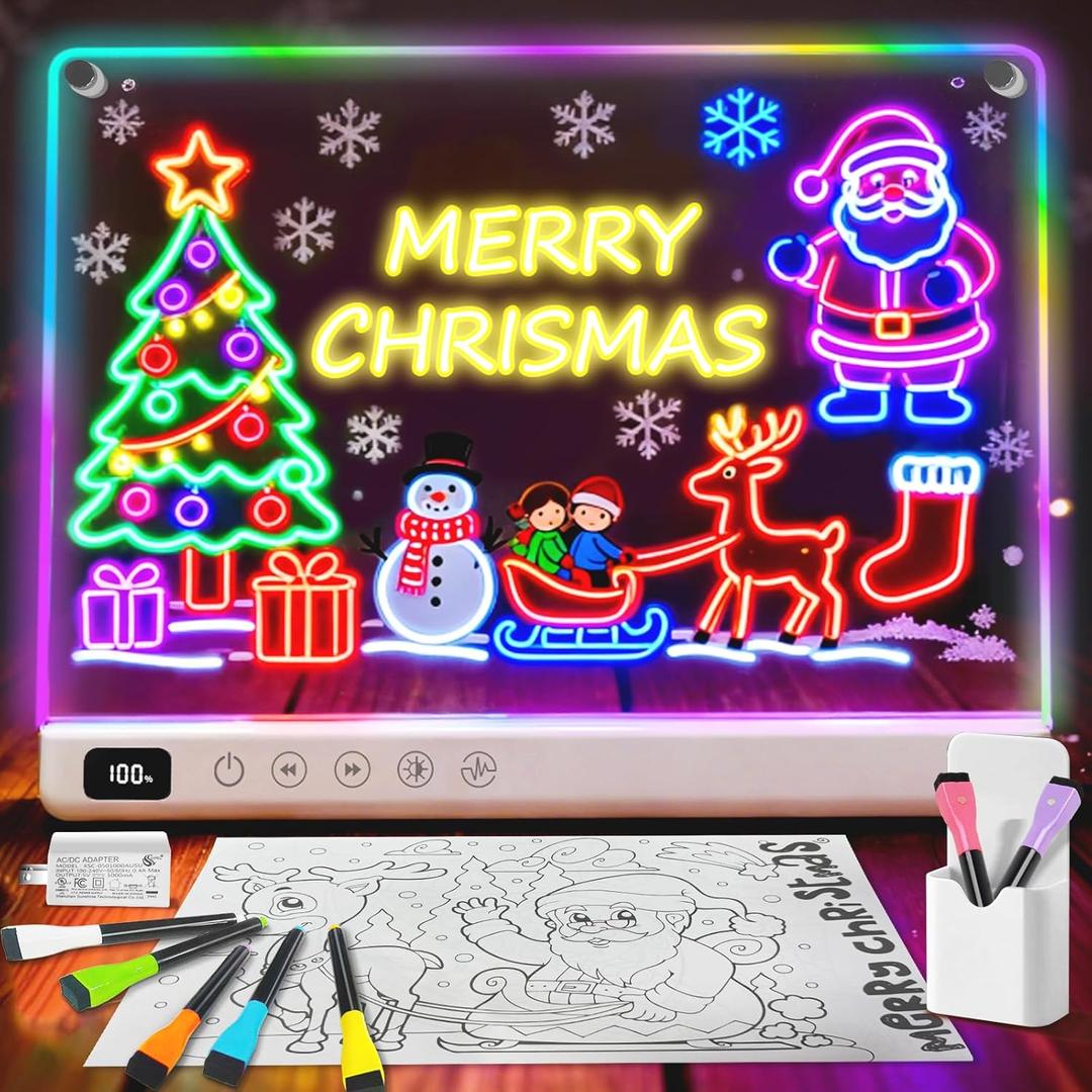 Lumiboard Led Drawing Board with 13 Light Effects, 16" Rechargeable Glow Doodle LED Note Board with Colors, Neon Light Up Drawing Tablet Gifts for Kids for Valentines Birthday Christmas Gift Ideas