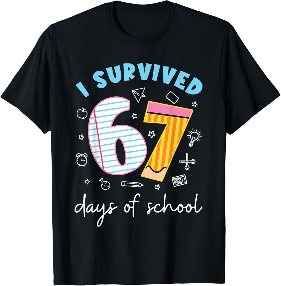 I Survived 67 Days of School Funny Meme Teacher Student T-Shirt