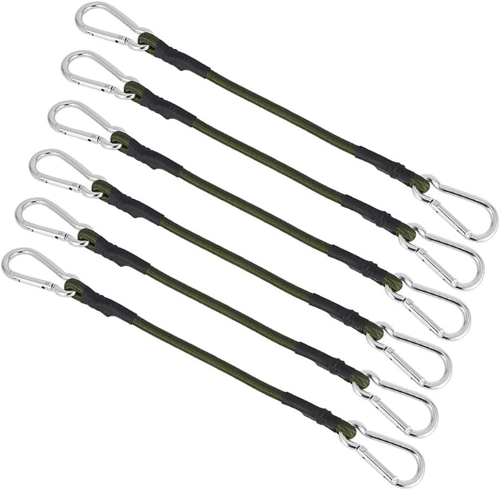 Bungee Cord with Carabiner Heavy Duty Bungee Cords with Carabiner Hooks Strong Elastic Rope Camping Accessories for Luggage Cargo Camping RV Hand Carts (12" 6pcs)