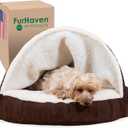 Furhaven 26" Round Memory Foam Dog Bed for Medium/Small Dogs w/ Removable Washable Cover, For Dogs Up to 30 lbs - Sherpa & Suede Snuggery - Espresso, 26-inch