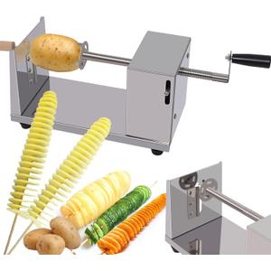 Twisted Potato slicer, Cortador de Papas en Espiral Tornado Curly Fry Cutter with Stainless Steel skewers, Manual Spiral French Fries Cucumbers Carrots DIY BBQ Slicer with Reusable Stick