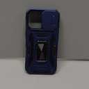 DEERLAMN Case for iPhone 17 6.3-Inch with Slide Camera Cover + Screen Protector (2 Packs), Rotated Ring Kickstand Military Grade Shockproof Protective Cover-Navy Blue