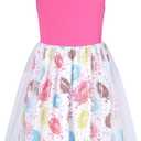 Vieille Girl Dress Casual Sleeveless Tutu Tulle Sundress for School Party (4-5T, Donut) Smal