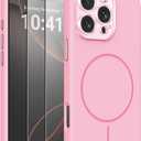 Magnetic Silicone Case for iPhone 16 Pro Case with 2 Screen Protector, Upgraded Hard Acrylic Camera Protector Soft Slim Stylish Cute Phone Cover Compatible with MagSafe, Chalk Pink